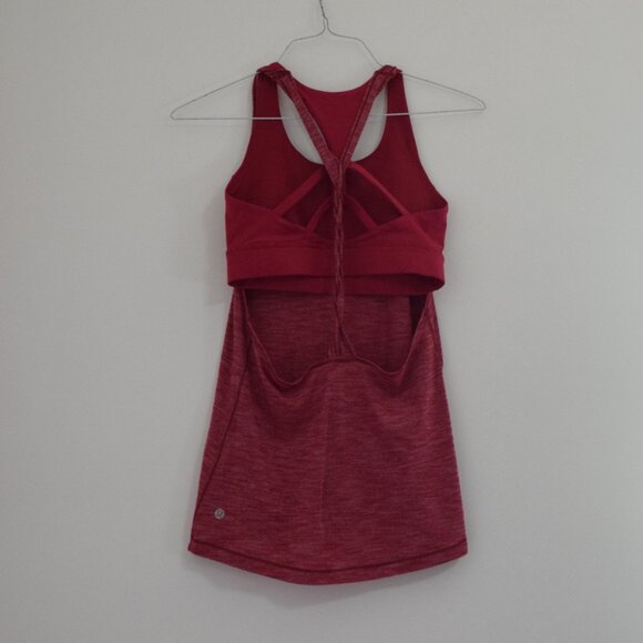 LULULEMON Red Rosewood Twist & Toil 2-in-1 Built In Bra Tank Top | Size M - Picture 2 of 7